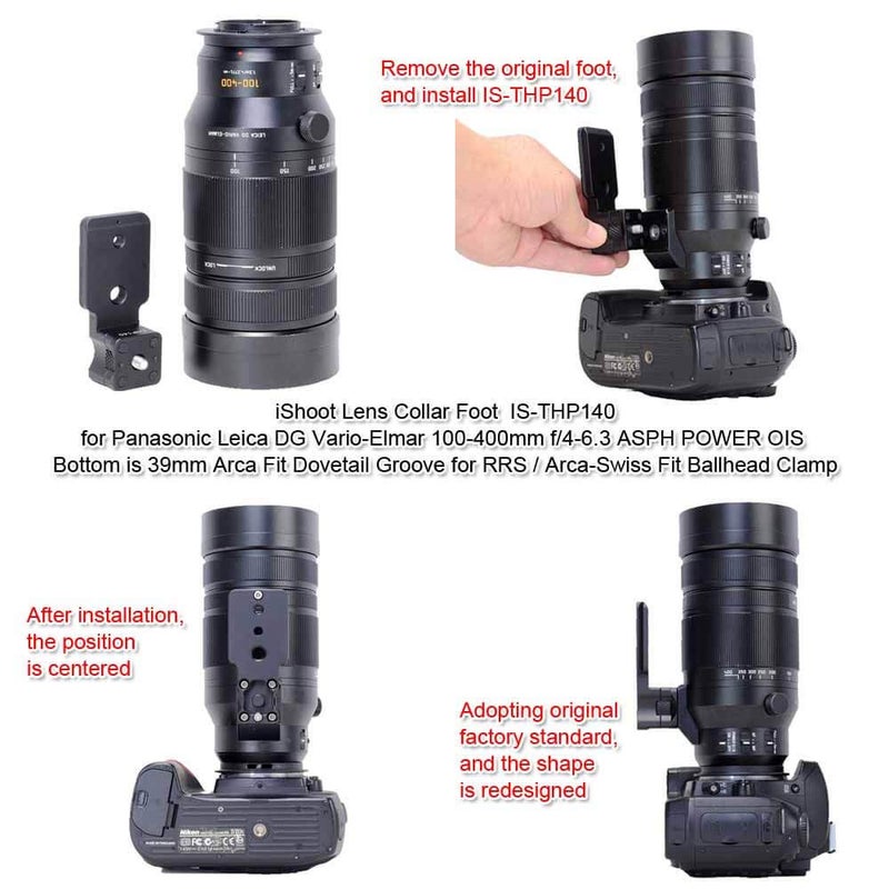 iShoot Lens Collar Replacement Foot Tripod Mount Ring Base Compatible with Panasonic Leica DG Vario-Elmar 100-400mm f/4-6.3 ASPH Power OIS, Lens Support Holder with Arca Fit Dovetail - Image 4